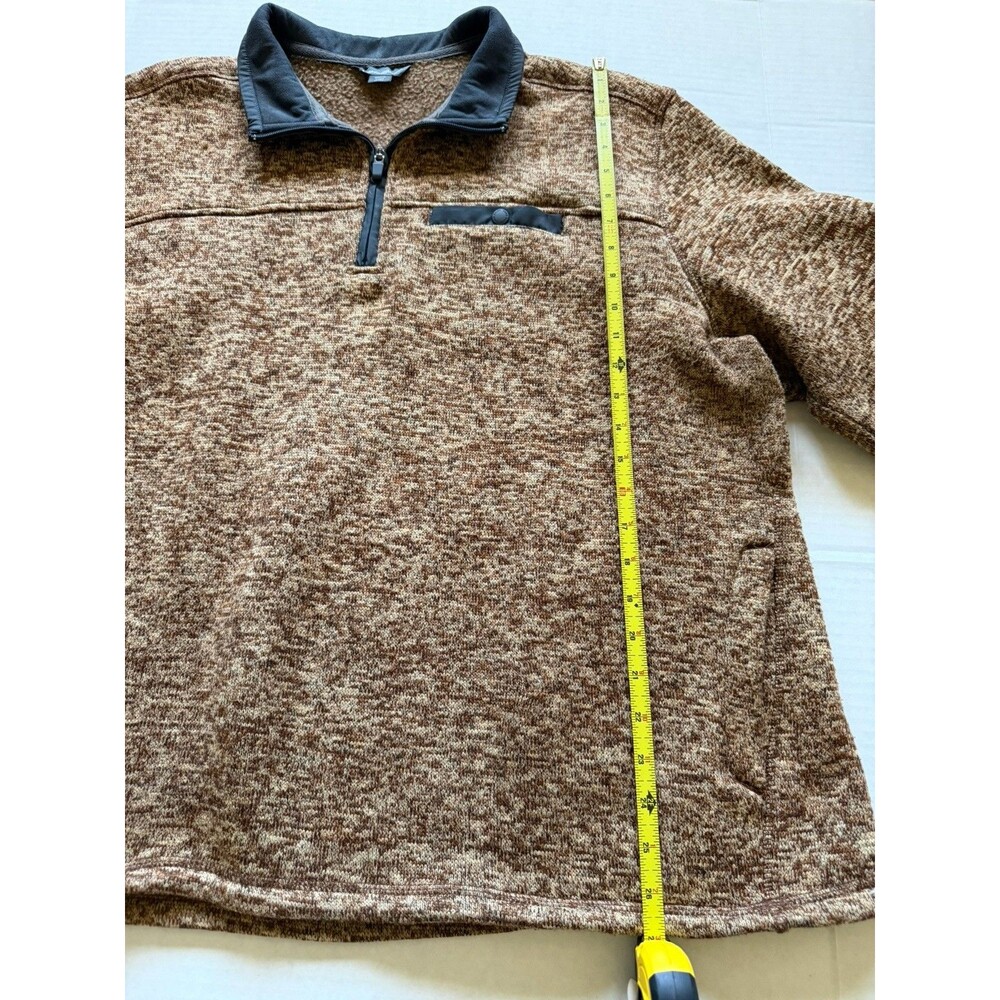 Eddie Bauer Quarter Zip Brown Heathered Fleece Sweater Men's Size XL - Picture 7 of 10